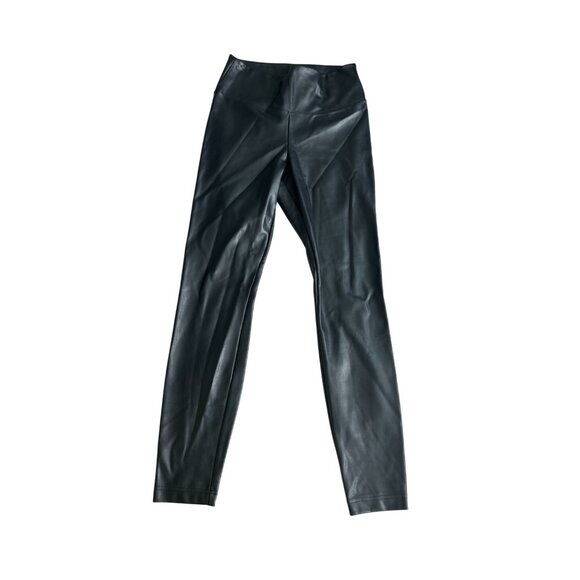 WHBM WHITE HOUSE BLACK MARKET Black Faux Leather Runway Leggings Size 8 - Picture 2 of 3